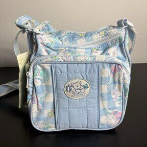 Vintage 90s Pastel Blue Bottle Bag Small Diaper Bag Baby Connection Teddy Bears